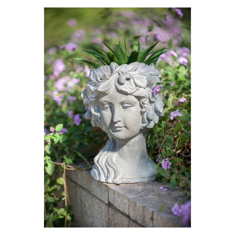 Cement Bust Wall Planter, Gray