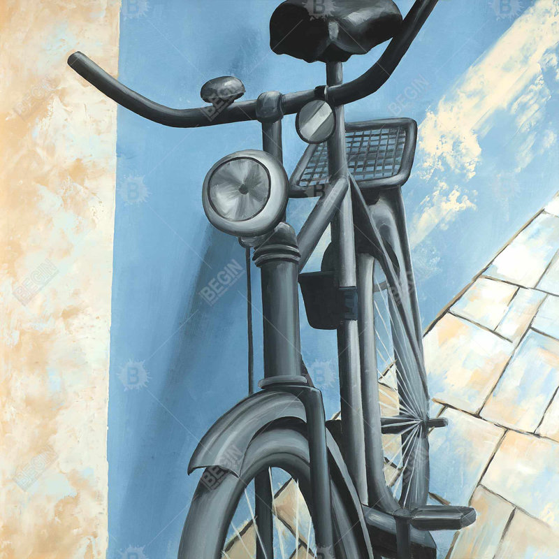 Abandonné, bicyclette, toile bleue | Décoration de salon, H 8 po x l 8 po