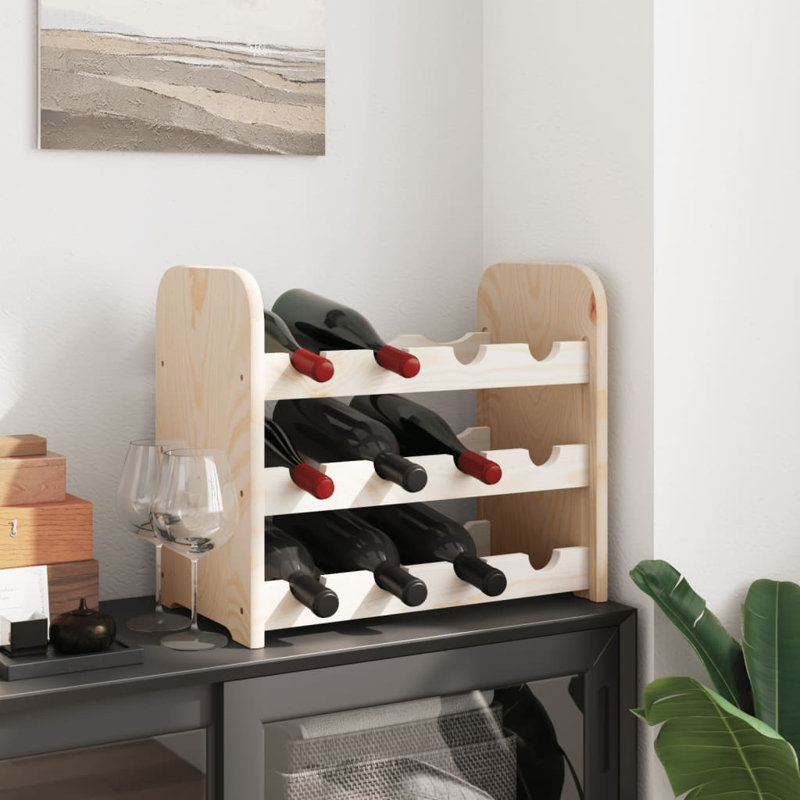 Solid Wood Floor Wine Bottle Rack Brown, 37cm H x 43cm W x 25cm D