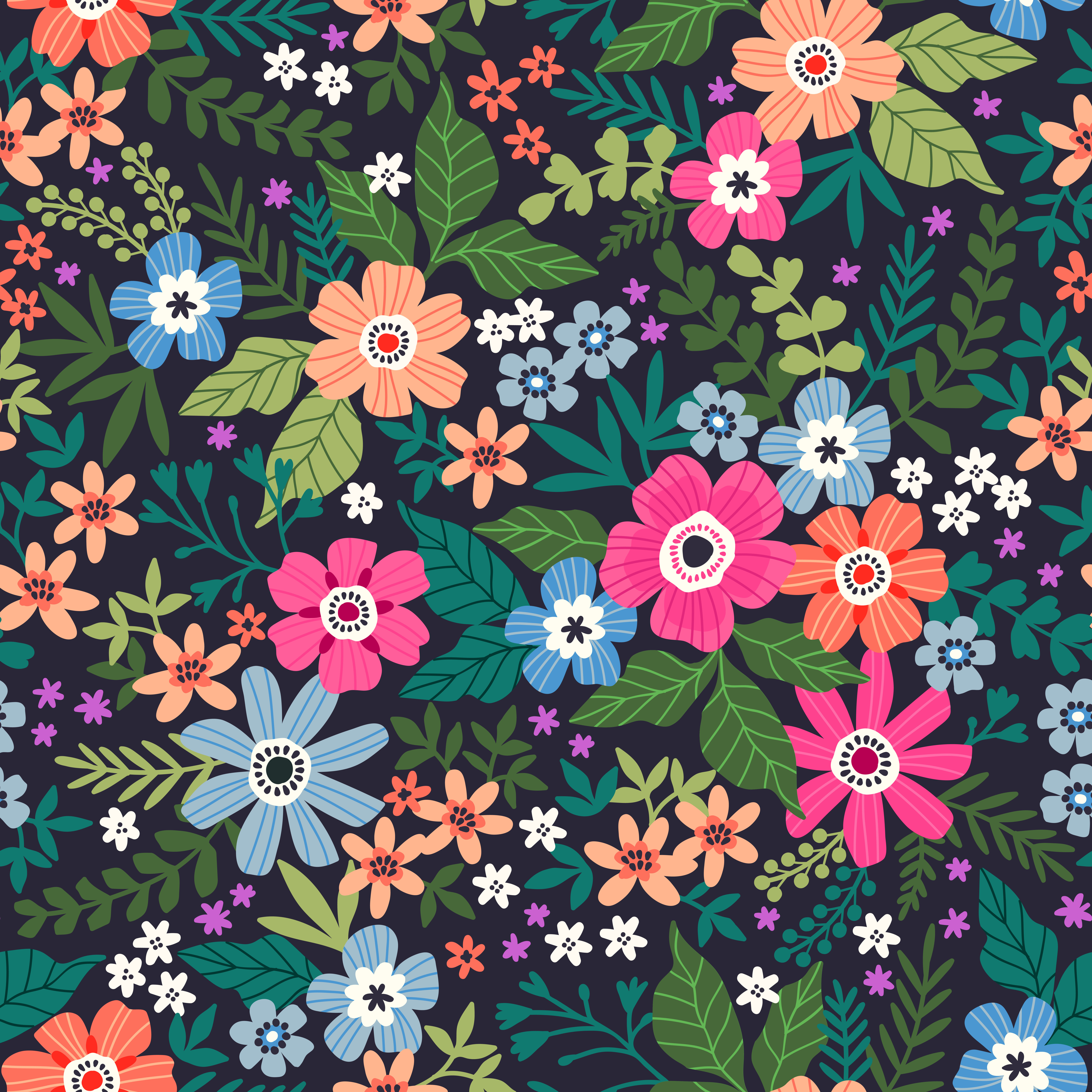 ClassicLiving Floral Pattern - Wrapped Canvas Graphic Art | Wayfair.co.uk