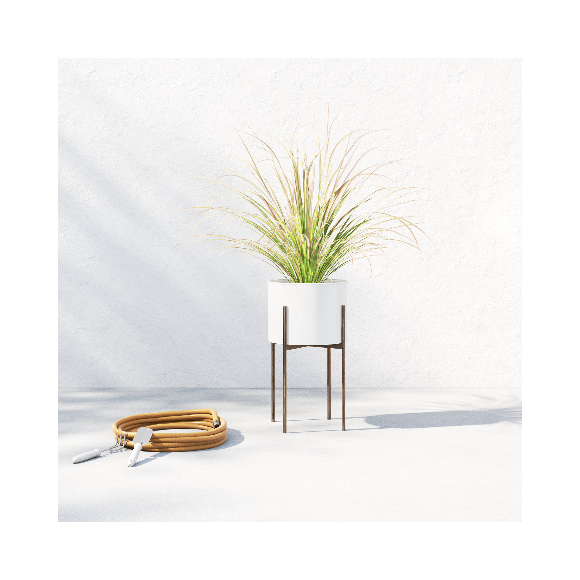 Brinley Metal Planter, 26" H x 15" W x 15" D, White High Gloss