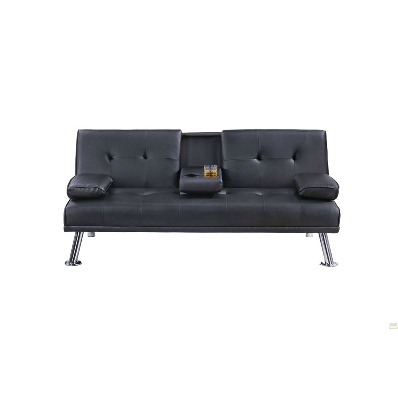 Canapé réglable en similicuir 1 pièce avec table pliante et porte-gobelets