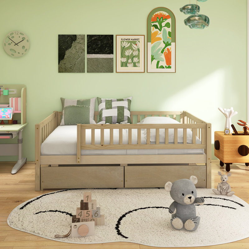 Daybed Wood Bed With Two Drawers, Full, Cream