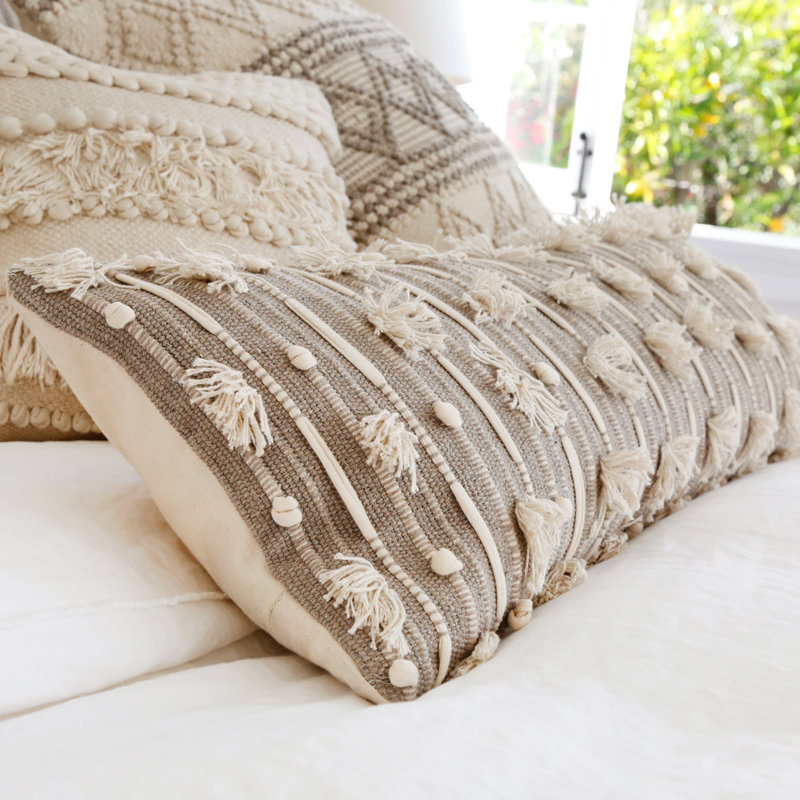 Nora 100% Cotton Feathers Striped Lumbar Pillow Cover & Insert