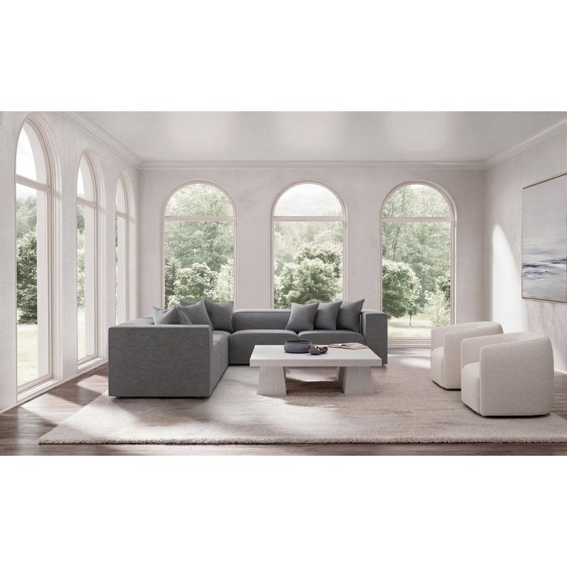 Bernhardt Bliss 3-Piece Fabric Sectional, 28" H x 123.5" W x 123.5" D, Dark Gray Polyester Blend