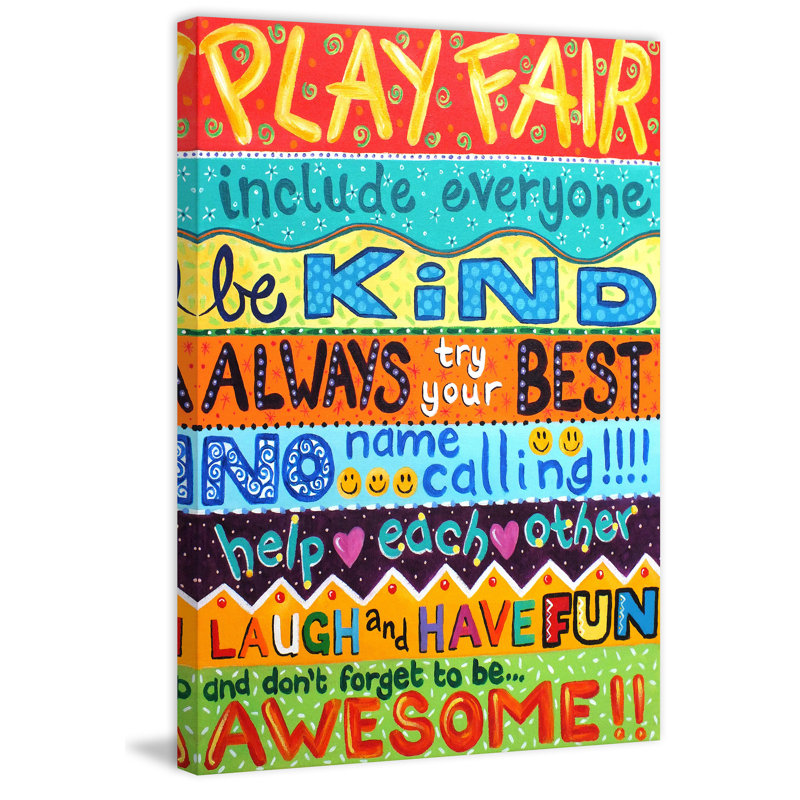 «Guynn Playroom Rules II», reproduction sur toile tendue, H 24 po x l 16 po