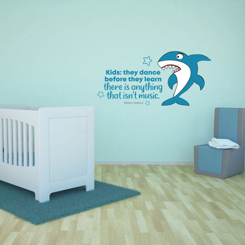 Décalcomanie murale en vinyle cute Shark, H 27 po x l 30 po x P 0,05 po