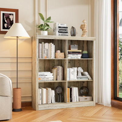 Modular Bookshelf,  Wood Storage Organizer with Anti-Tip Kit, Modern Display Rack for Living Room, Bedroom, Office, Light ivory