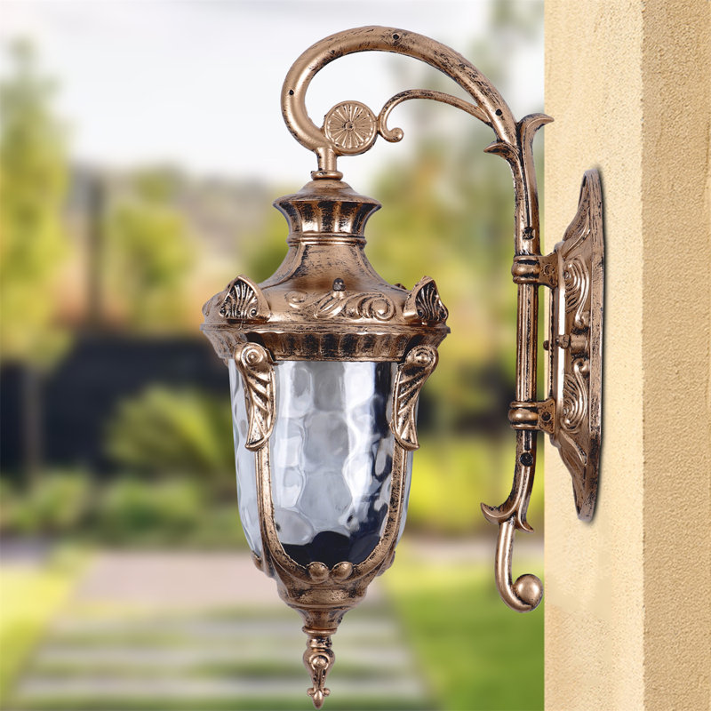 Outdoor Waterproof Wall Light With Glass Shade For House(Bronze)