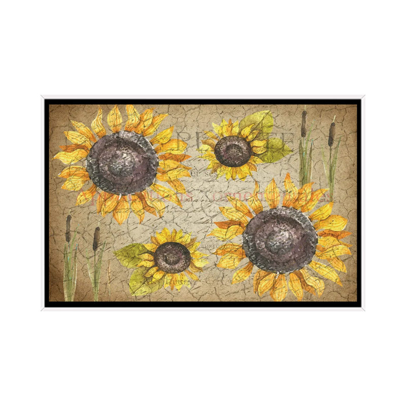 Sunflower Day by Kimberly Allen - Painting on Canvas, White Floater Frame, 66.04 cm H x 45.72 cm W