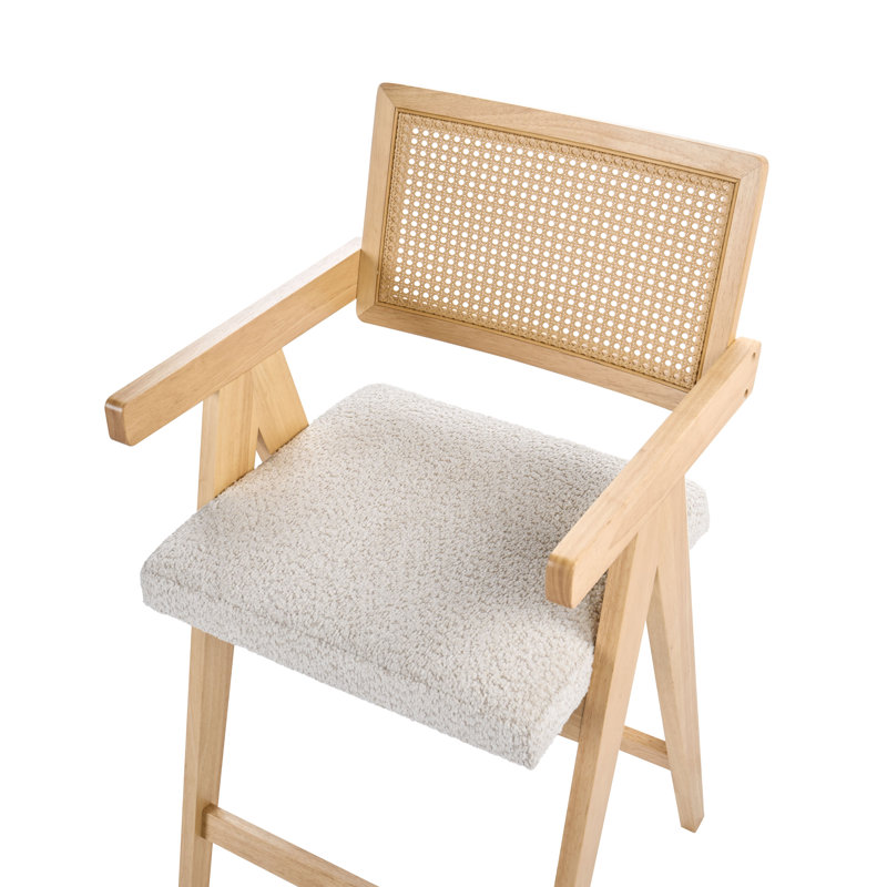 Upholstered Bar Stool with Solid Wood Frame
