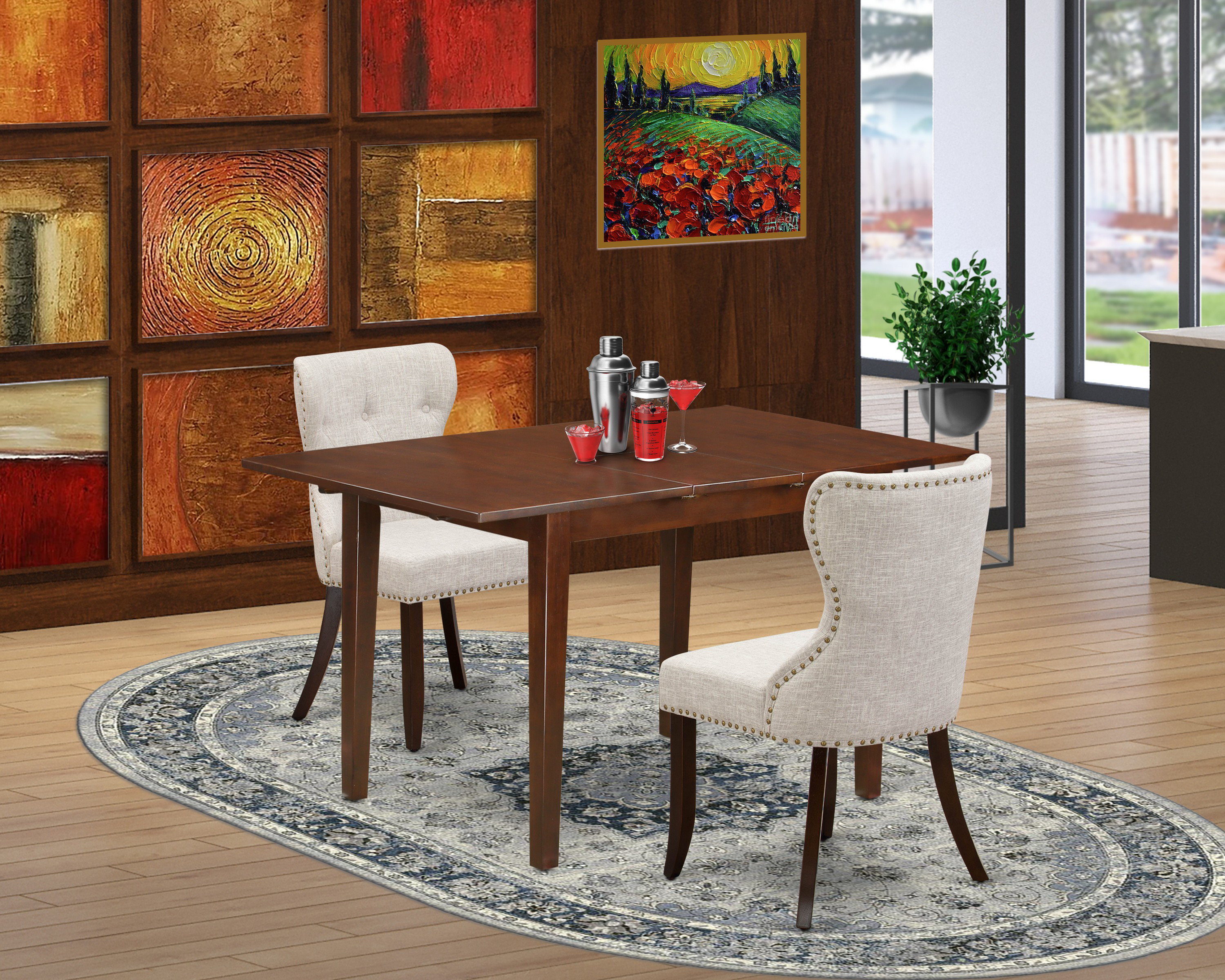 Three Posts Griffie 3 Piece Extendable Rubberwood Dining Set