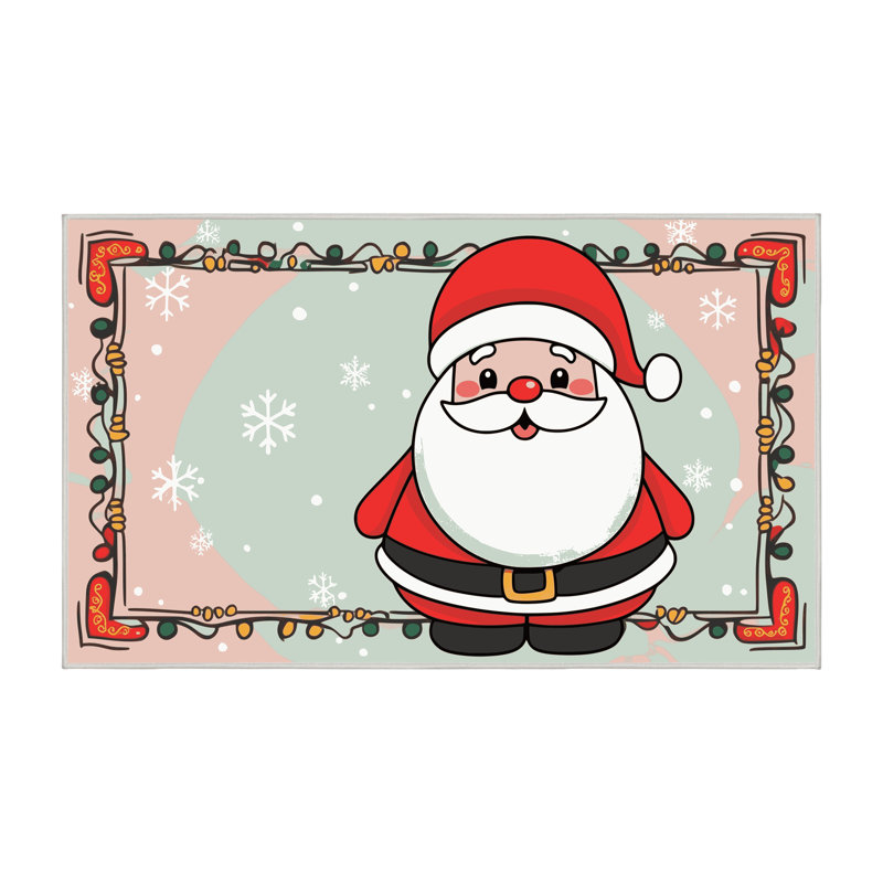 Tapis de vacances d'hiver de Noël lavable The Holiday Aisle®, Rectangulaire 8 pi x 10 pi