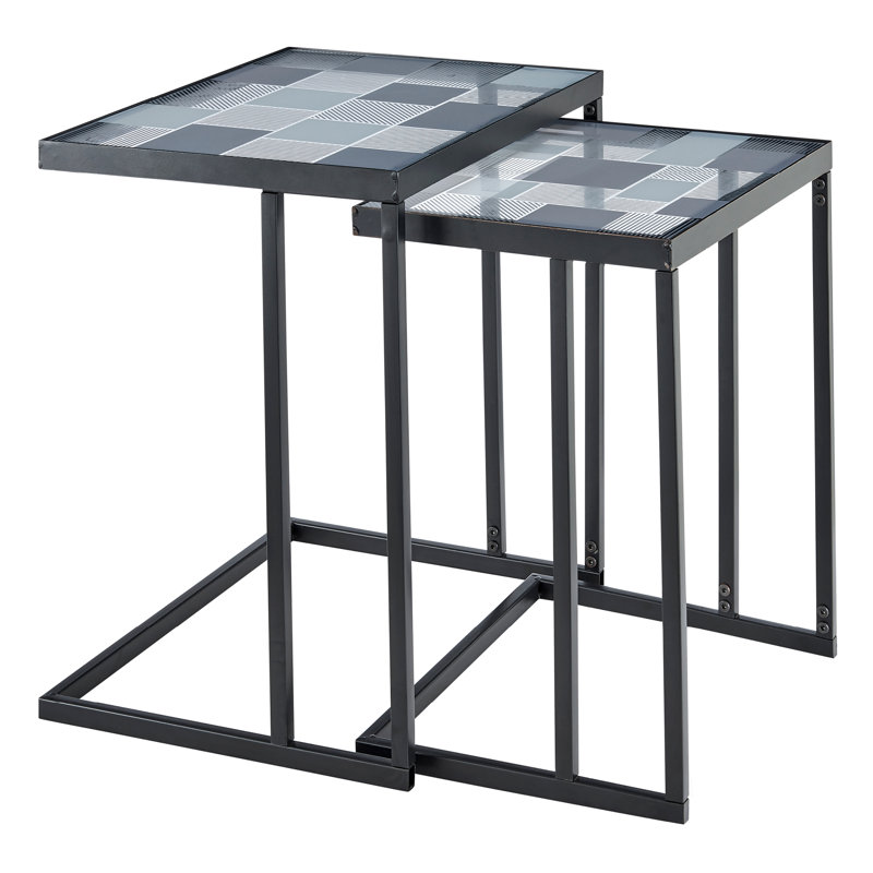 Kavic Glass Top Frame Nesting Tables