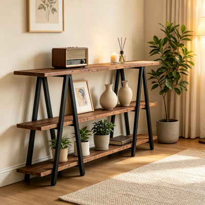 Industrial Wood Steel Console Table