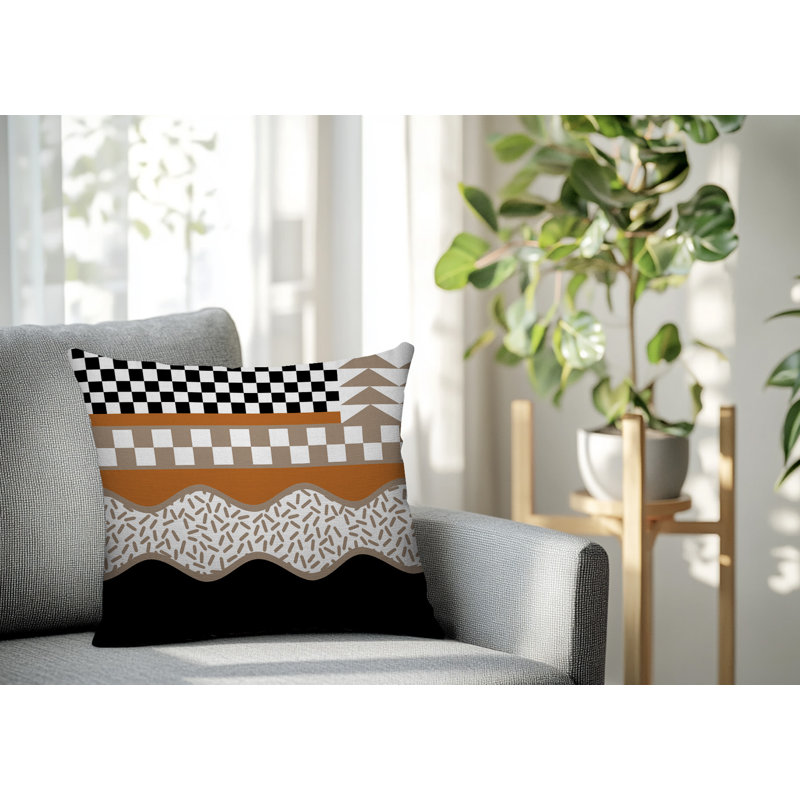 Coussin carré intérieur / extérieur Trix Abstract, Carré 20 po, Orange