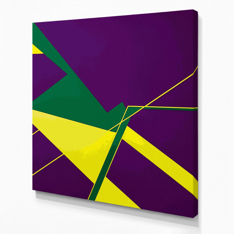 «Geometric Abstraction 15», art mural sur toile mauve, H 32 po x l 32 po