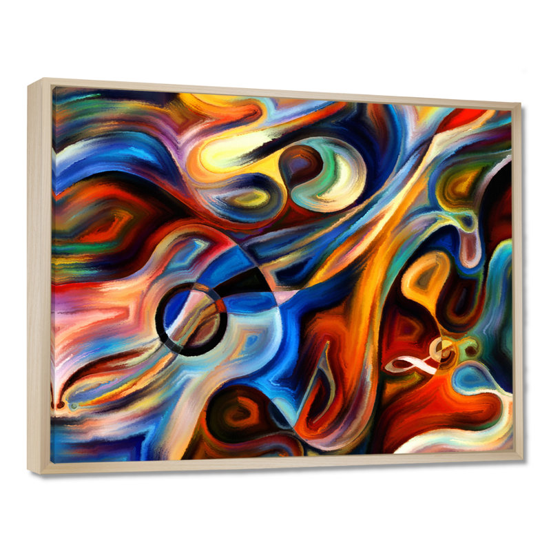 «Music», reproduction d'art sur toile abstraite, H 30 po x l 40 po, Reproduction avec cadre flottant, Érable