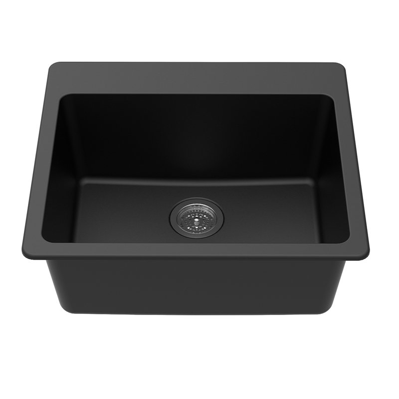 Granite 25" L x 22" W Dual Mount Kitchen Sink, Gray