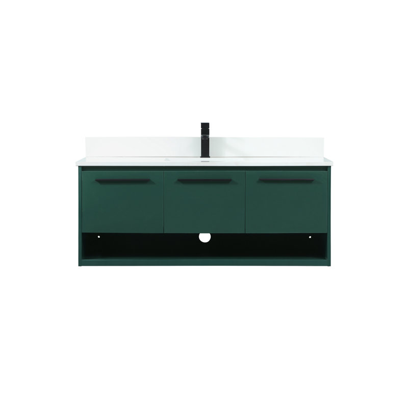 Roman 48 " W 1 Single Vanity Bathroom Vanity With Engineered Marble Top, Green