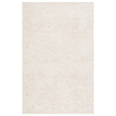 Larramore Hand Tufted Wool Cotton with Latex Floral Rug in Gold/Ivory