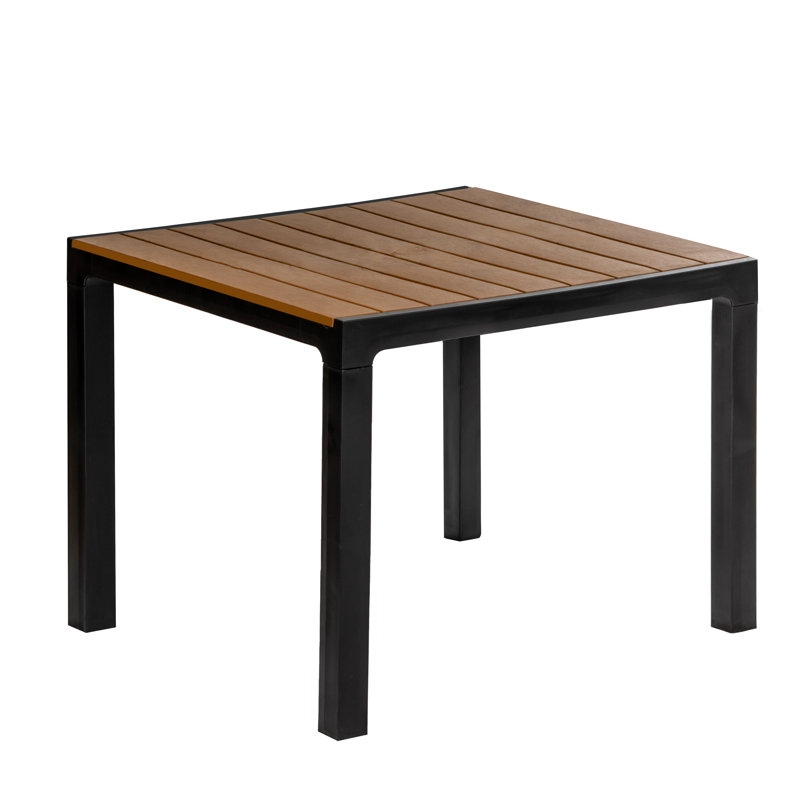 Table de salle à manger en plastique Armbrister, Plateau noir / structure noire, H 29,1 po x l 35,4 po x P 35,4 po