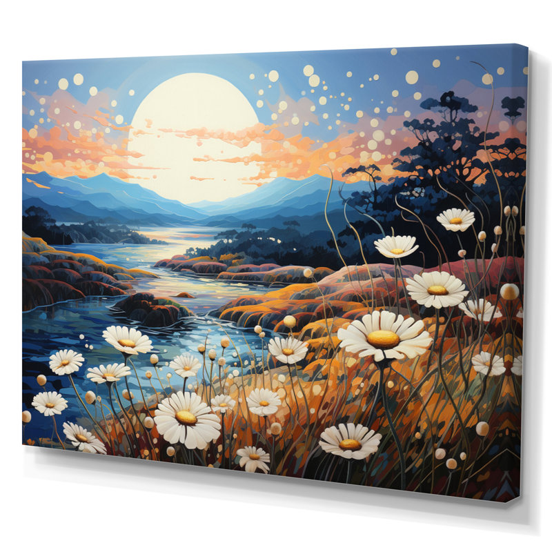 Mums Field Pointillism Dot I - Imprimé, H 30 po x l 40 po x P 1,5 po, Toile tendue