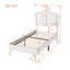 Structure de lit simple tapissier avec lumières DEL, lit princesse rembourré moderne avec tête de lit couronne, blanc