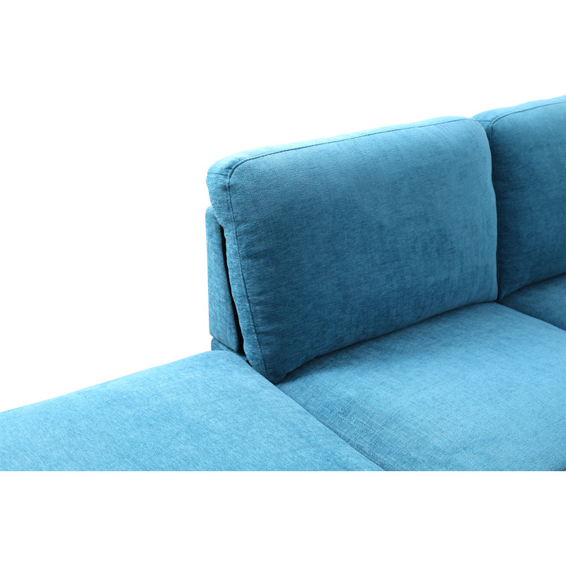 Canapé modulaire rembourré en flanelle bleue Evolvulus , Microfibre / microsuède bleu
