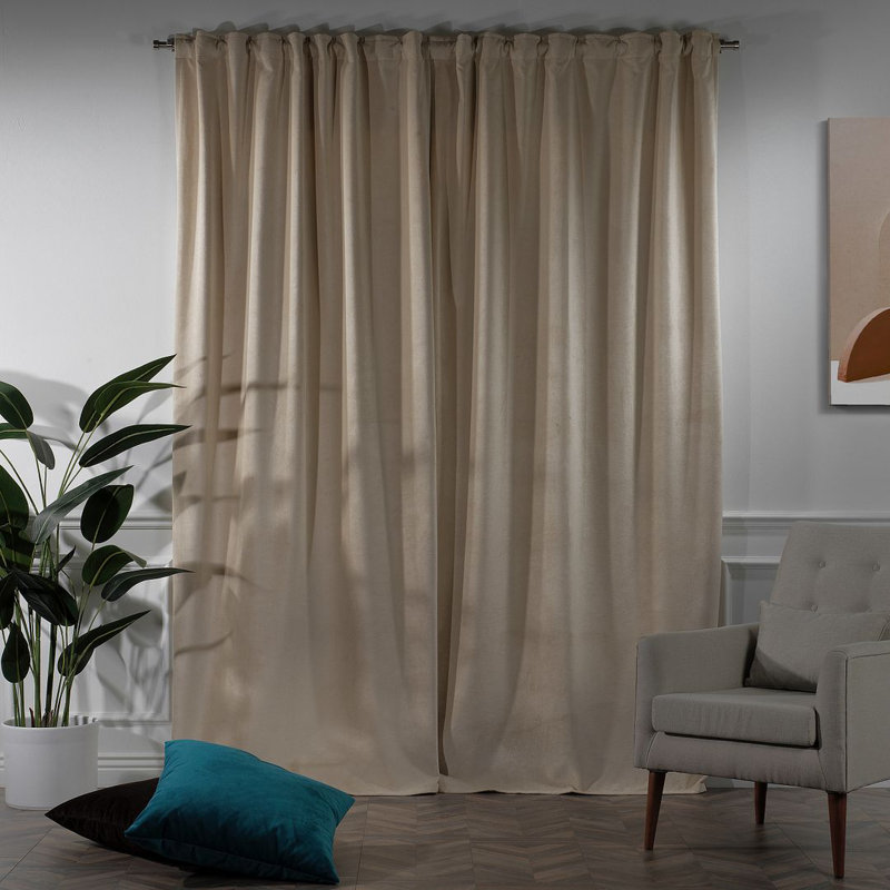 Blackout Single Curtain Panel, Ecru, 130cm Width x 325cm Drop