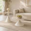 Ensemble de 2 tables basses rondes, plateau de table en travertin avec base en acier, table basse multifonctionnelle (blanc)-731501659