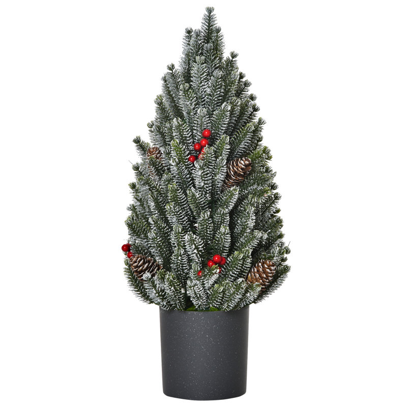 Arbre de Noël artificiel de 18 po de haut miniature enneigé et floqué neige avec décoration de Noël