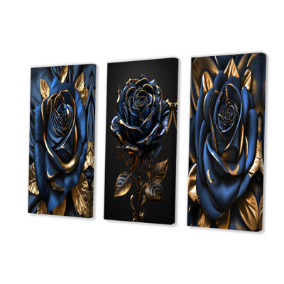 Gilded Rose In Kings Blue I " Gilded Rose In Kings Blue I " 3 - Pieces