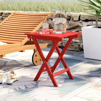 Danika Square Acacia Folding Outdoor Side Table , 16'' in. W 16'' in. D
