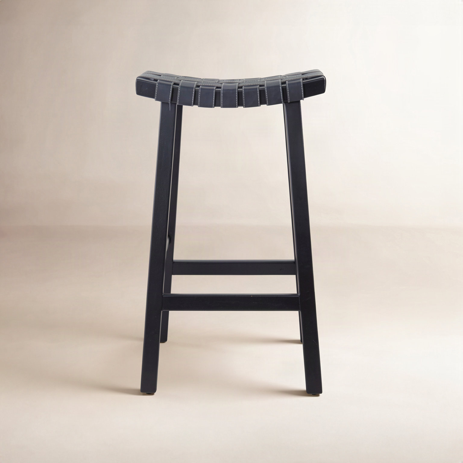 Markus Counter Stool with Solid Wood Frame, Black
