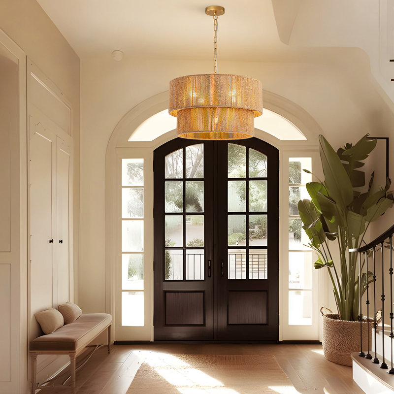 Stutz Rattan 5-Lights Hand-Woven Hemp Rope Pendant Chandelier