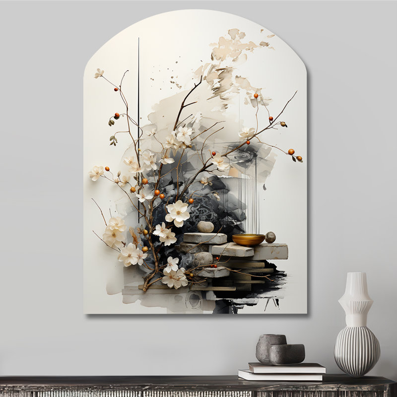 Goble - Art asiatique asymétrique, art mural, sculpture murale en arche, H 34 po x l 25 po
