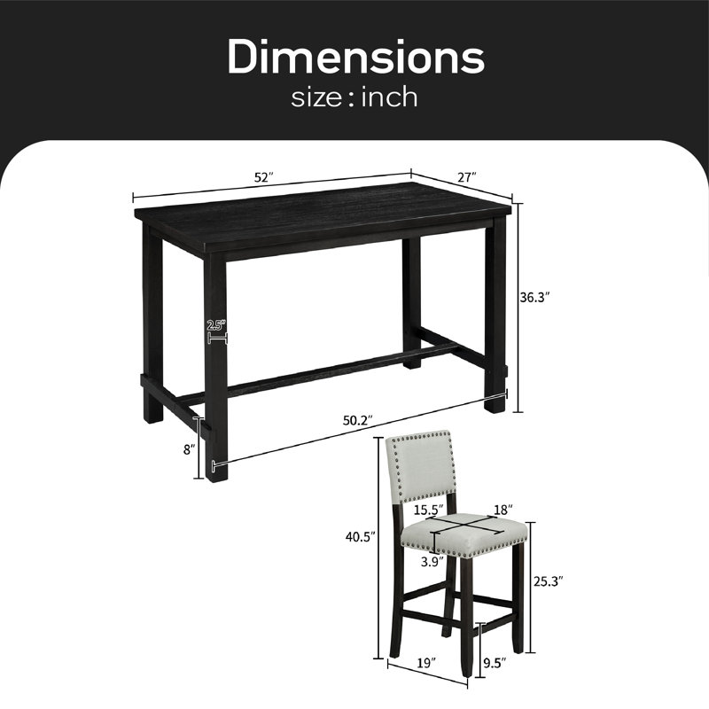 Ensemble de salle à manger rectangulaire L 52 po x l 27 po Lisann