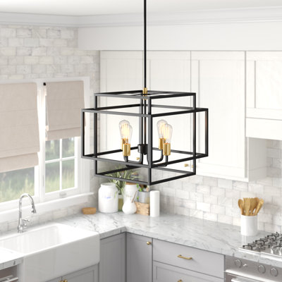 Luminaire suspendu carré unique à 4 lumières Mccluskey