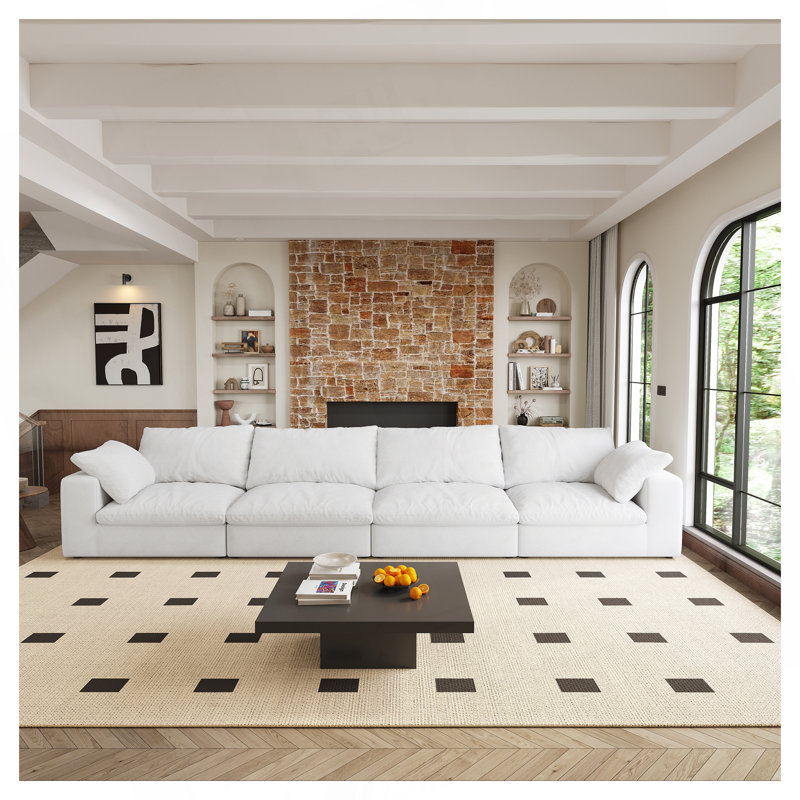 Canapé modulaire blanc, H 34,6 po x l 40 po x P 160 po, 4