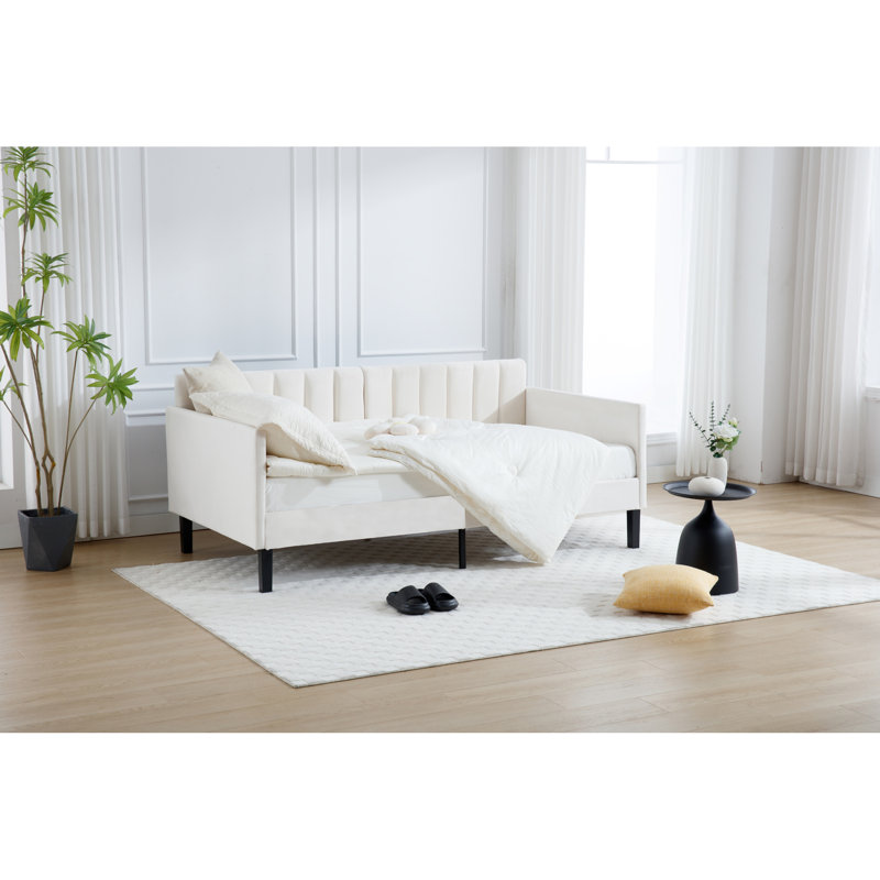 Lit de jour simple moderne avec structure stable et support respirant en velours doux pour le bureau personnel