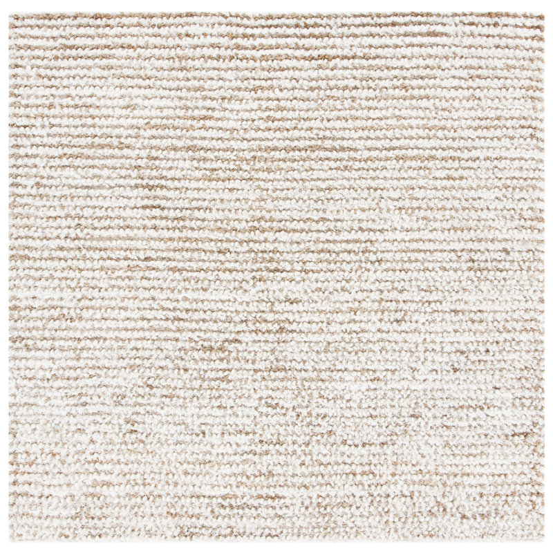Tapis blanc / beige en acrylique Delane, Carré 7 pi