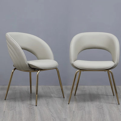 Chaise de salle à manger rembourrée avec pieds en acier inoxydable (ensemble de 2)