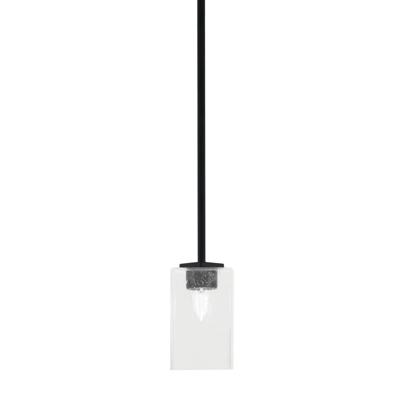 Mini-luminaire suspendu avec tige en verre Fausley, Transparent, Transparent, Noir mat