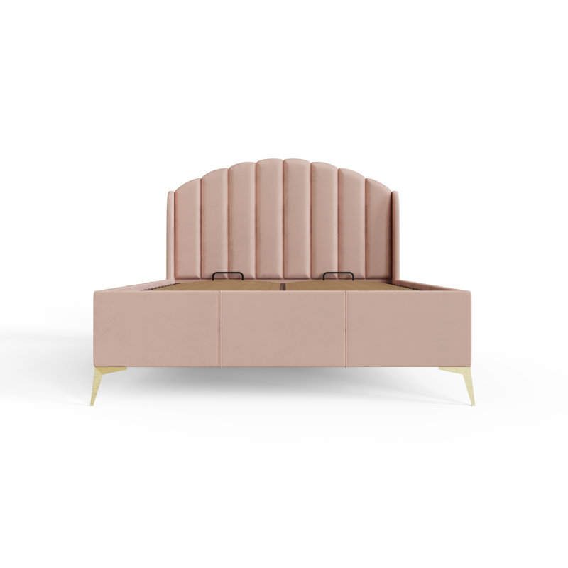 Thierry Upholstered Ottoman Bed, Double (4'6), Blush Pink