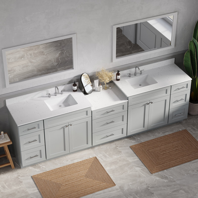 Dessus de meuble-lavabo double 114 po Shaker, 115", Gris
