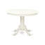 L'ensemble de table de cuisine 5 pièces pour 4 personnes comprend une table de salle à manger ronde avec piédestal et 4 chaises en bois massif, lin blanc