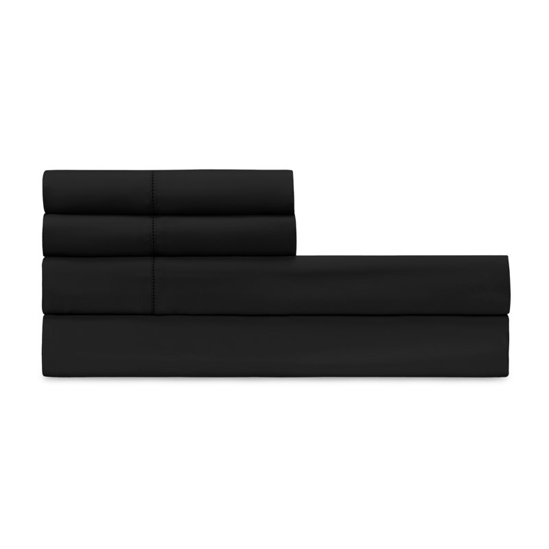 Royal Sateen Sheet Set, Black, Twin Sheet Set + 1 Pillowcase