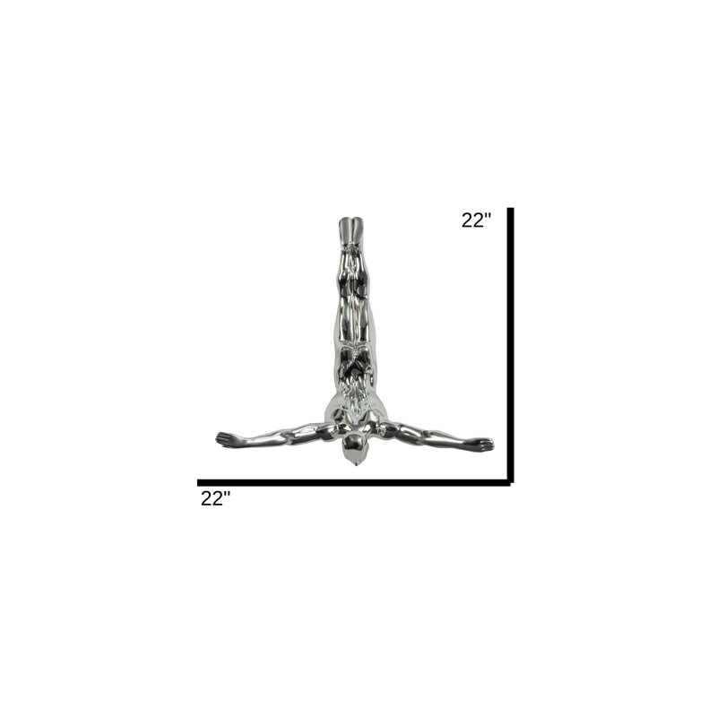 Décoration murale homme plongeur, Chrome, 22'' 