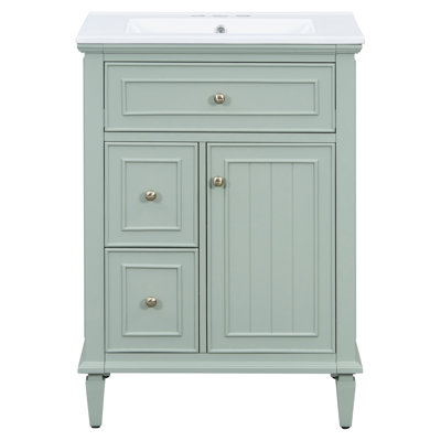 24" Bathroom Vanity With Ceramic Integrated Sink
